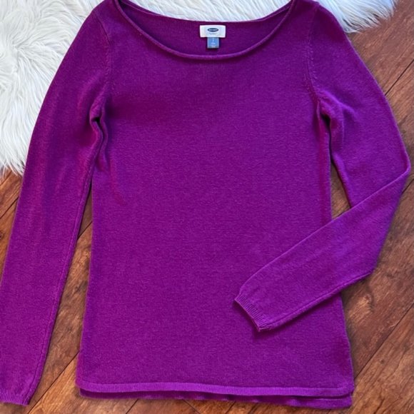 Old Navy Sweaters - Old Navy Fuschia Flat Knit Sweater-Size Small TALL